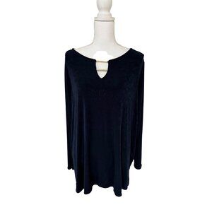 Chico's New Top Size 20/22 Navy Blue Travelers Classic Gold Metal-Trim NWT